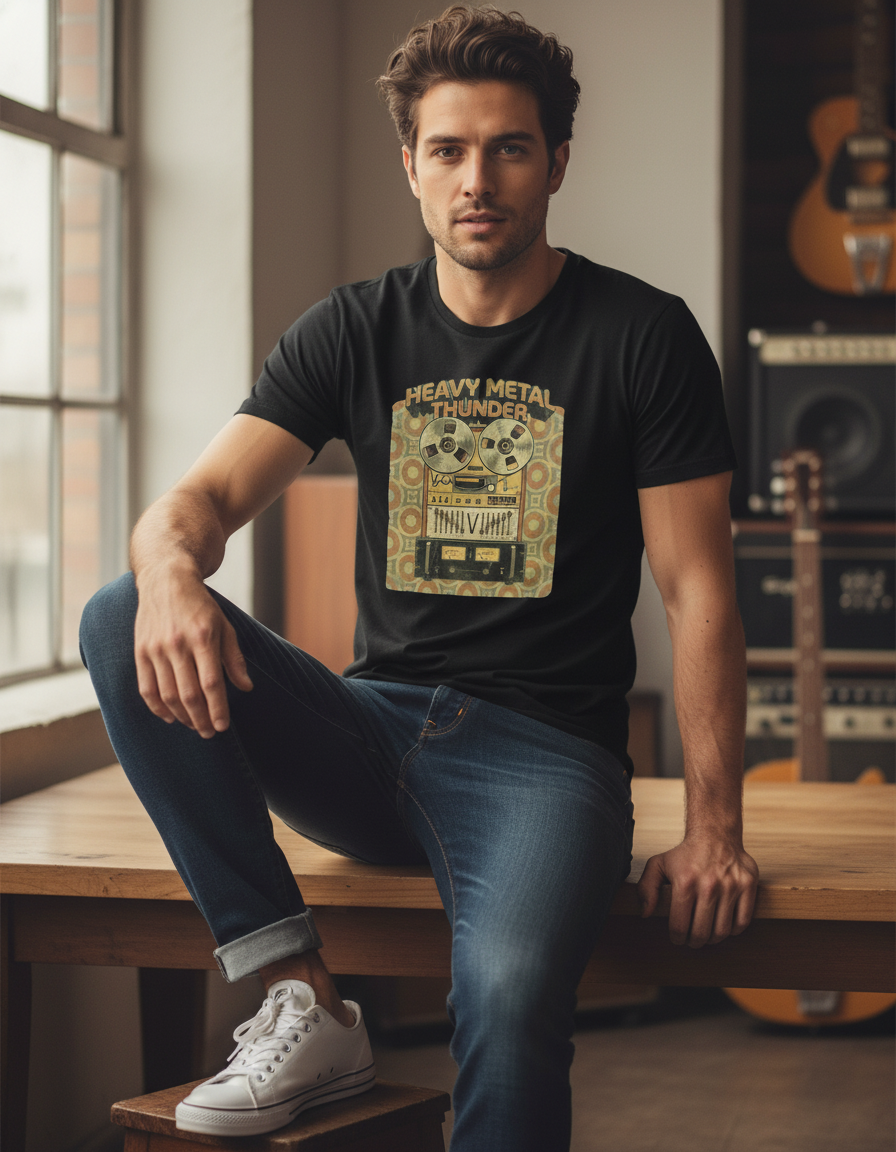 Retro Heavy Metal Cassette Graphic Tee - Music Lover Gift