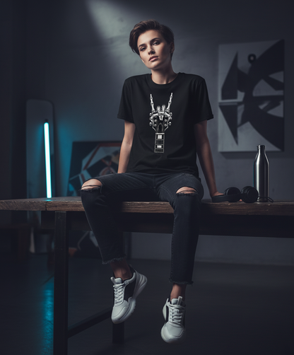 Rock Guitar Headstock Tee — Hand Sign Guitar Neck Graphic T-Shirt