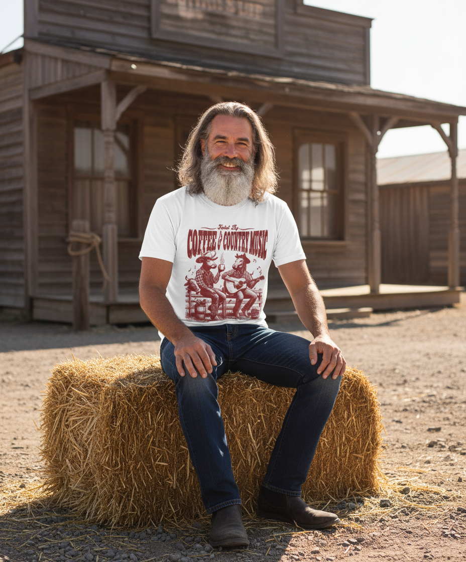 Coffee & Country Music T-Shirt - Vintage Guitar Gift