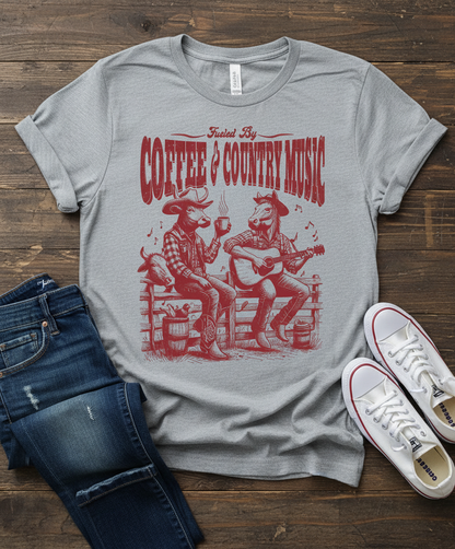Coffee & Country Music T-Shirt - Vintage Guitar Gift