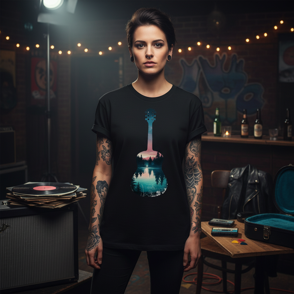 Guitar Silhouette Tee - Arty Music Lover Gift