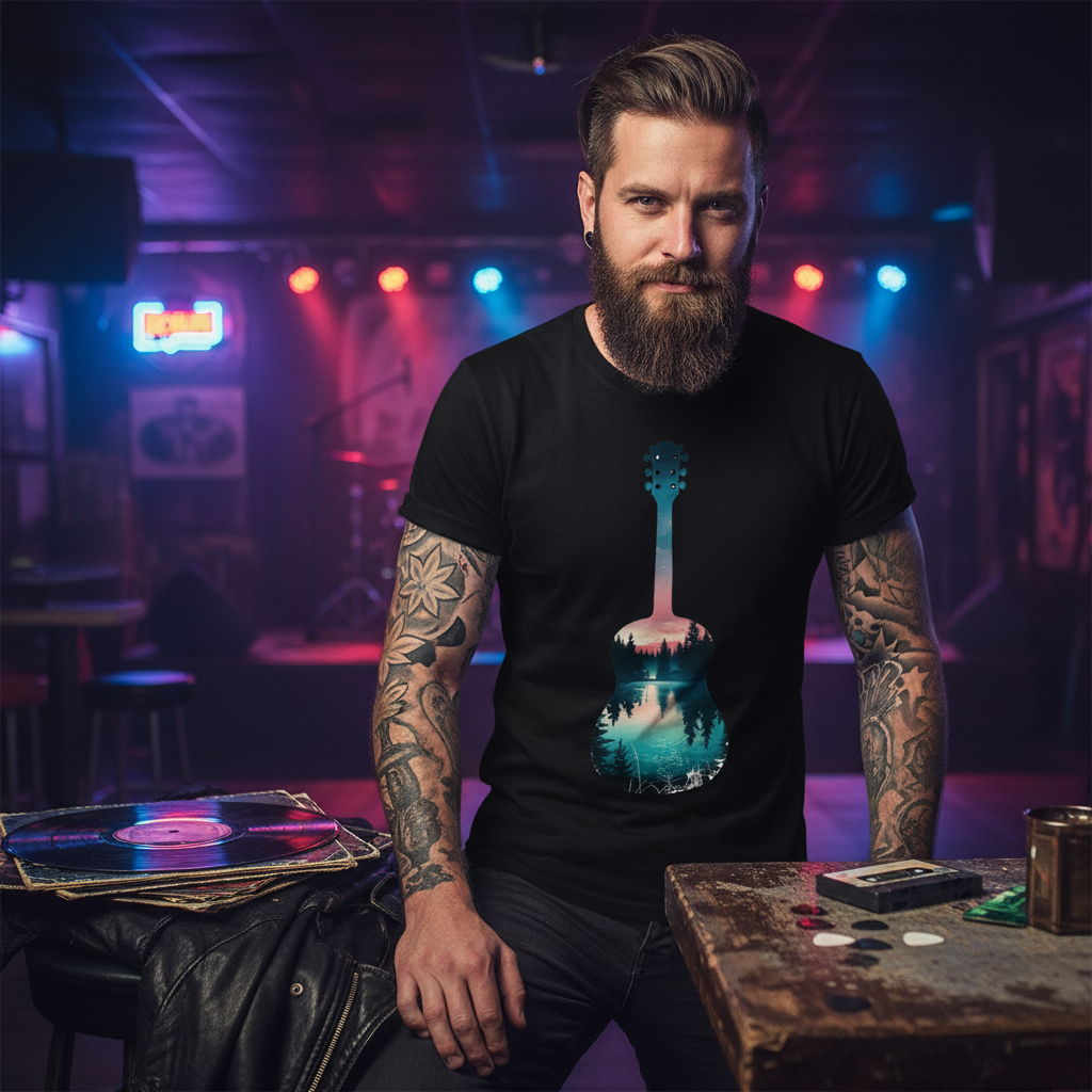 Guitar Silhouette Tee - Arty Music Lover Gift