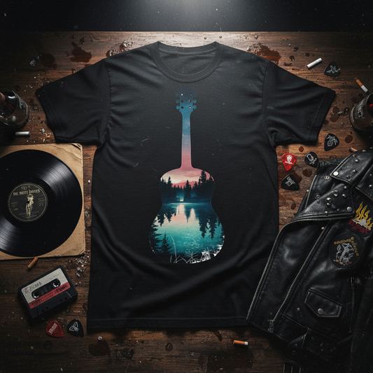 Guitar Silhouette Tee - Arty Music Lover Gift