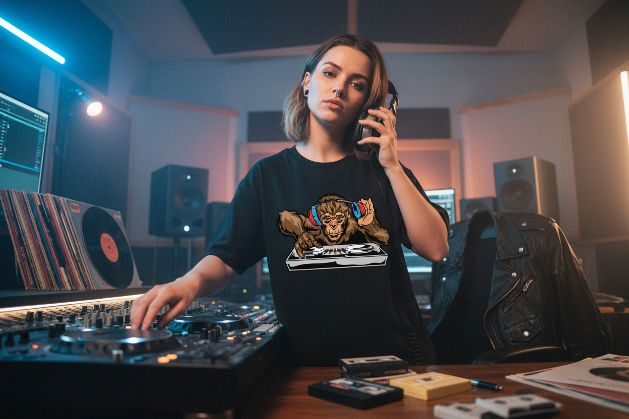 DJ Monkey Graphic Tee - Unique Gift for Music Lovers