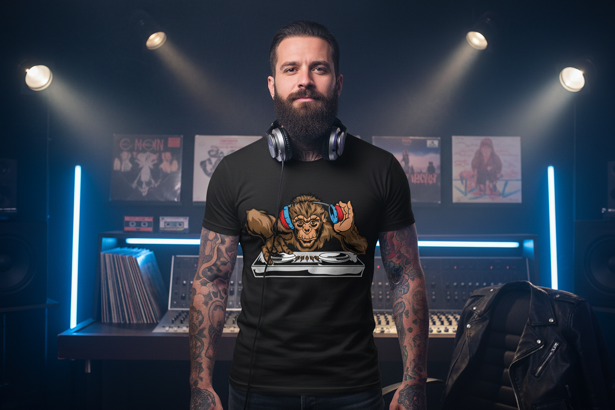 DJ Monkey Graphic Tee - Unique Gift for Music Lovers