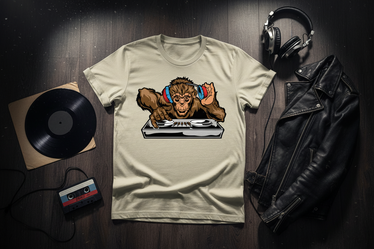 DJ Monkey Graphic Tee - Unique Gift for Music Lovers