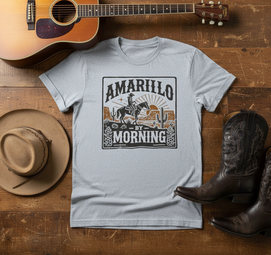 Amarillo By Morning Cowboy T‑Shirt | Western Rodeo Graphic Tee
