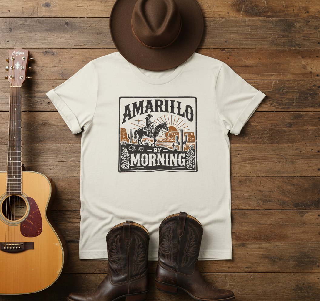 Amarillo By Morning Cowboy T‑Shirt | Western Rodeo Graphic Tee