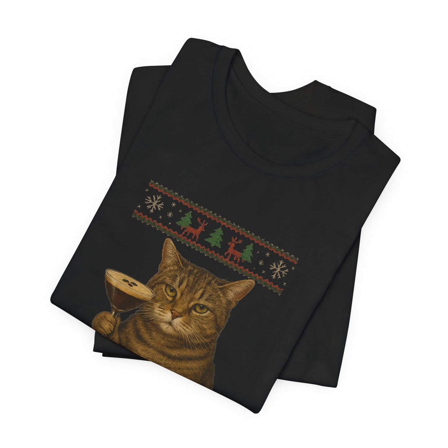 Espresso Martini Cat T-Shirt | Funny Holiday Burnout Tee