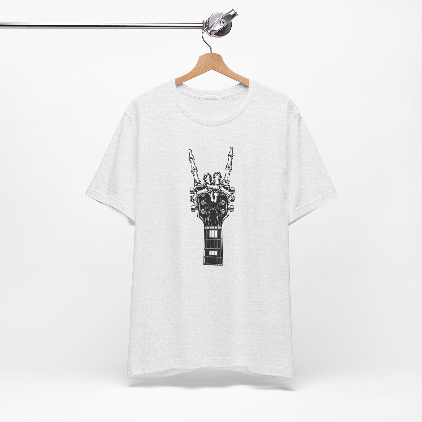 Rock Guitar Headstock Tee — Hand Sign Guitar Neck Graphic T-Shirt