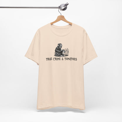 True Crime & Tomatoes Tee - Funny Grim Reaper Gardening Shirt