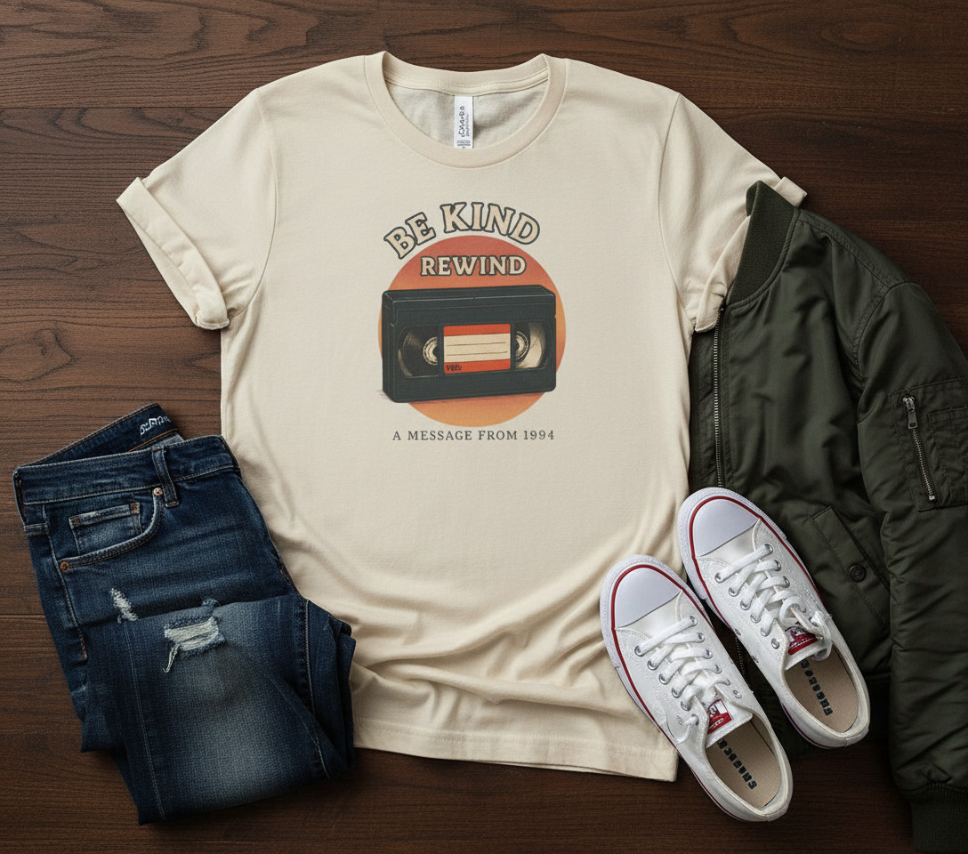 Be Kind Rewind Tee - Retro Movie Lover Shirt