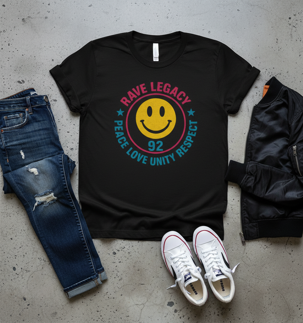 90s Rave Smiley Face Tee | Acid House Music Shirt