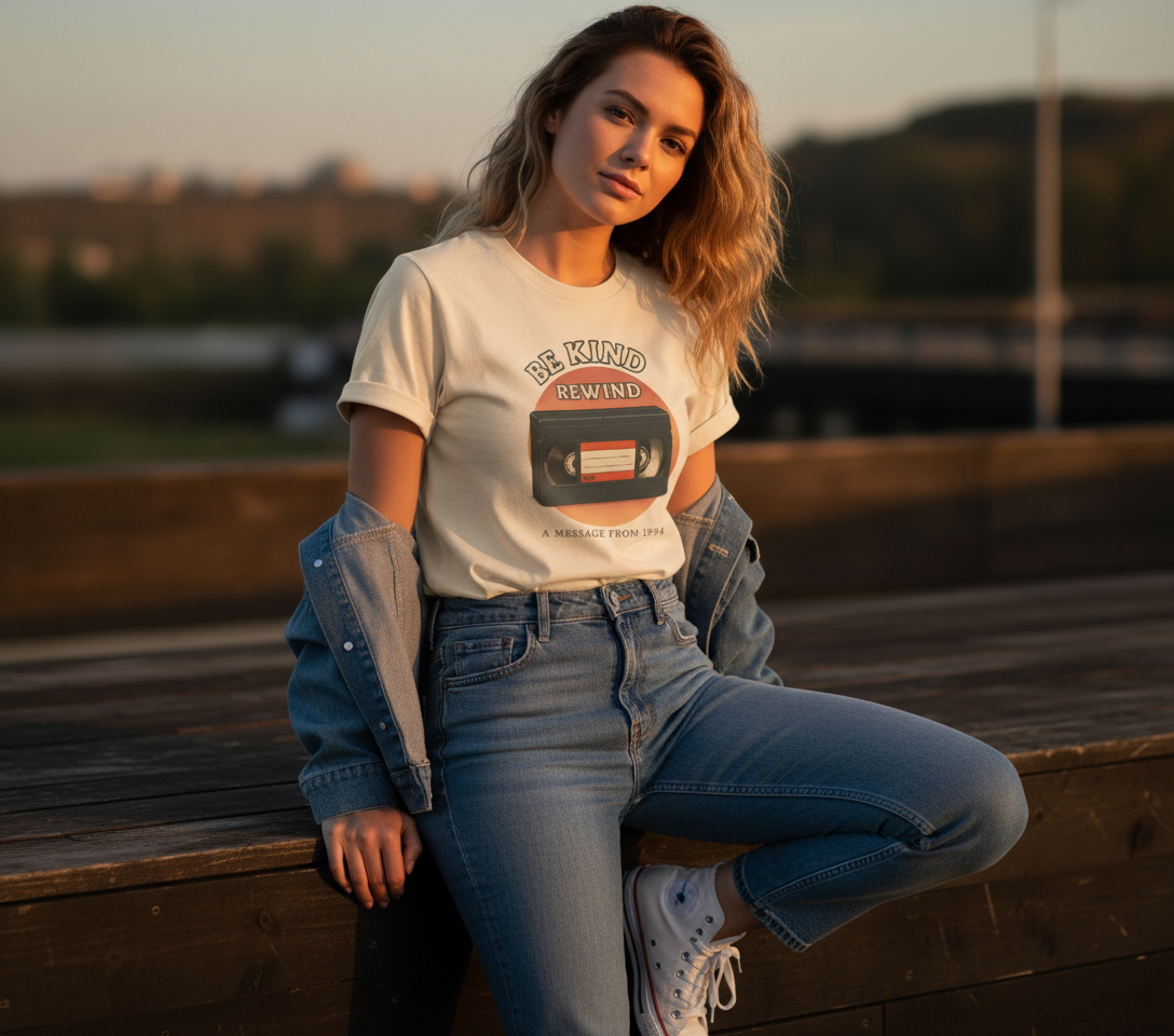 Be Kind Rewind Tee - Retro Movie Lover Shirt