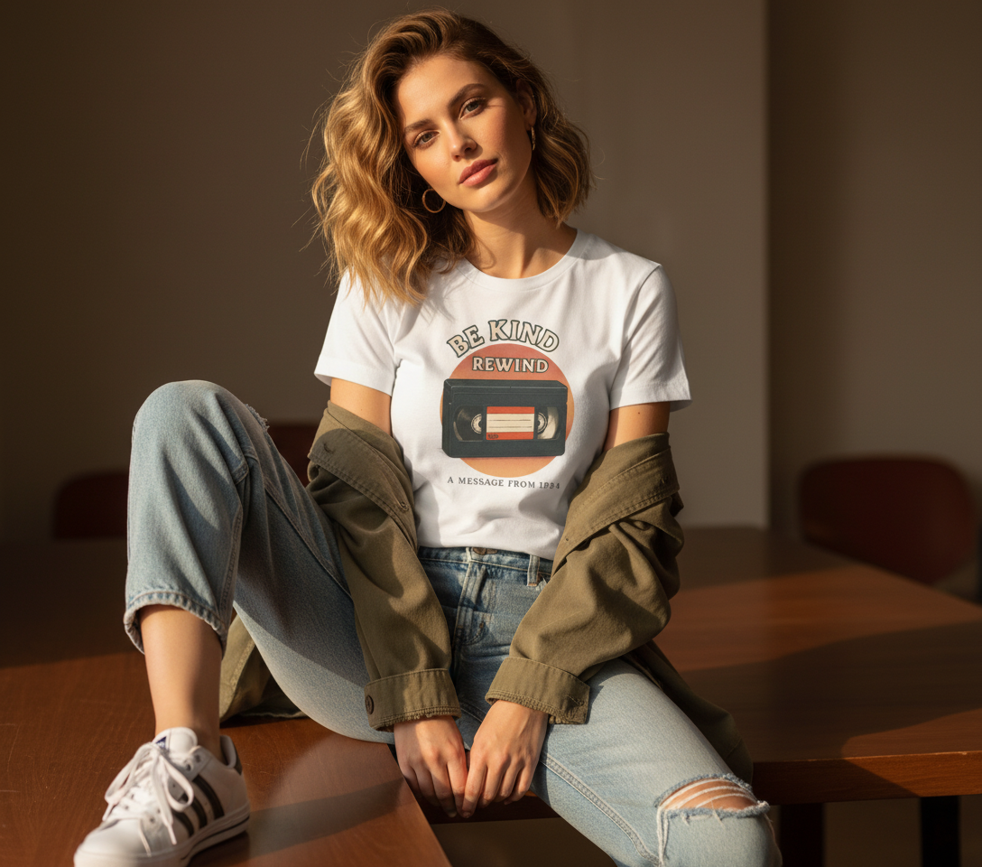 Be Kind Rewind Tee - Retro Movie Lover Shirt