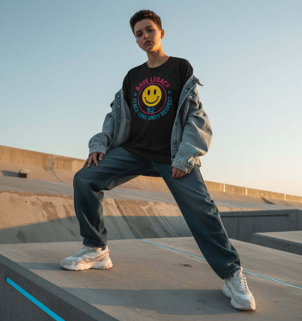 90s Rave Smiley Face Tee | Acid House Music Shirt