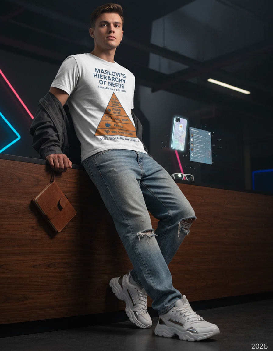 Maslow's Hierarchy of Needs Millennial T-Shirt | Funny Philosophy Tee