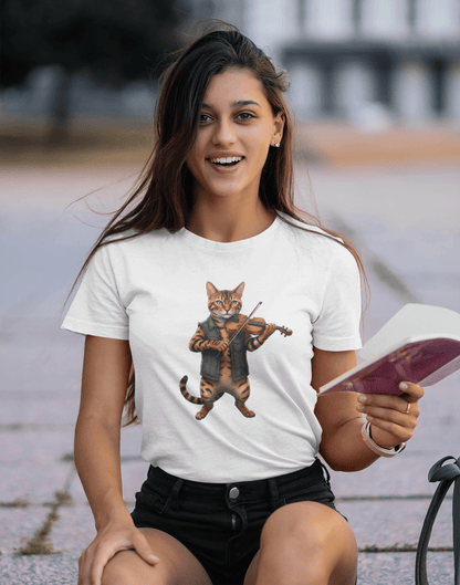 Cat Violinist T-Shirt - Funny Music Lover Gift